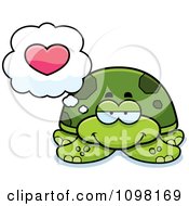 Clipart Green Sea Turtle In Love Royalty Free Vector Illustration