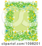 Clipart Spring Ladybug Flower Dandelion Daisy And Blue Lily Frame With Copyspace Royalty Free Vector Illustration by Alex Bannykh