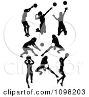 Poster, Art Print Of Black Silhouetted Female Volleyball Players