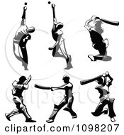 Black Silhouetted Male Cricket Players