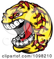 Clipart Aggressive Screaming Softball Mascot Royalty Free Vector Illustration