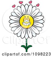 Clipart White Daisy Flower Character In Love Royalty Free Vector Illustration