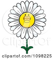 Clipart Sleeping White Daisy Flower Character Royalty Free Vector Illustration
