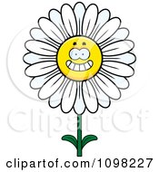 Happy Smiling White Daisy Flower Character