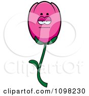 Clipart Bored Pink Tulip Flower Character Royalty Free Vector Illustration