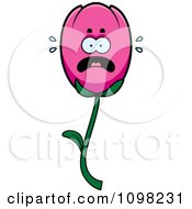 Poster, Art Print Of Scared Pink Tulip Flower Character