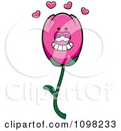 Clipart Pink Tulip Flower Character In Love Royalty Free Vector Illustration