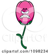 Clipart Angry Pink Tulip Flower Character Royalty Free Vector Illustration