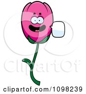 Clipart Talking Pink Tulip Flower Character Royalty Free Vector Illustration