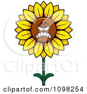 Clipart Mad Sunflower Character Royalty Free Vector Illustration