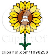 Clipart Depressed Sunflower Character Royalty Free Vector Illustration