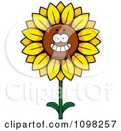 Clipart Happy Smiling Sunflower Character Royalty Free Vector Illustration