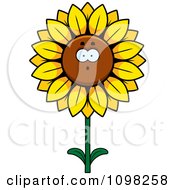 Clipart Surprised Sunflower Character Royalty Free Vector Illustration