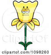Clipart Bored Daffodil Flower Character Royalty Free Vector Illustration