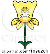 Clipart Angry Daffodil Flower Character Royalty Free Vector Illustration