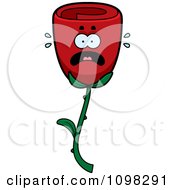 Poster, Art Print Of Scared Red Rose Flower Character