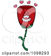 Clipart Red Rose Flower Character In Love Royalty Free Vector Illustration