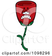 Clipart Depressed Red Rose Flower Character Royalty Free Vector Illustration