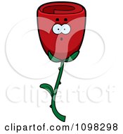 Poster, Art Print Of Surprised Red Rose Flower Character