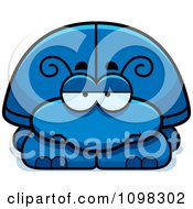 Clipart Bored Blue Beetle Royalty Free Vector Illustration
