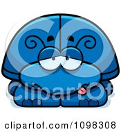 Clipart Sick Blue Beetle Royalty Free Vector Illustration
