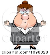 Clipart Careless Shrugging Chubby Caucasian Business Lady Royalty Free Vector Illustration by Cory Thoman