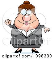 Poster, Art Print Of Waving Happy Chubby Caucasian Business Lady