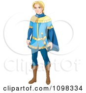 Poster, Art Print Of Handsome Blond Prince Charming In A Blue Uniform