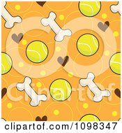 Poster, Art Print Of Seamless Dog Bone Tennis Ball Hearts And Circles Pattern Background