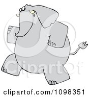 Clipart Gray Elephant Running Upright Royalty Free Vector Illustration