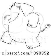Poster, Art Print Of Outlined Elephant Running Upright