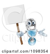 Poster, Art Print Of 3d Happy Microphone Mascot Holding A Sign