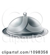 Clipart 3d Fancy Silver Cloche Fine Dining Platter Royalty Free Vector Illustration