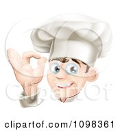 Clipart Happy Cauasian Male Chef Gesturing Ok Royalty Free Vector Illustration