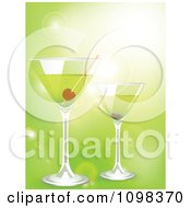 Poster, Art Print Of 3d Martini Cocktail Drinks Over Green With Flares