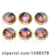 Poster, Art Print Of Six 3d 2012 Gold Red White And Blue Us Presidential Election Buttons