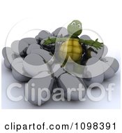 Poster, Art Print Of 3d Tortoise In A Pile Of Metallic Easter Eggs