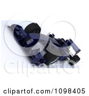 Poster, Art Print Of 3d Dark Blue Formula One Race Car At A Tilted Angle