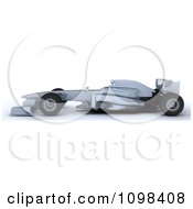 Clipart 3d Silver Formula One Race Car In Profile Royalty Free CGI Illustration