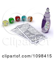 3d Bingo Marker Resting By Cards And Balls