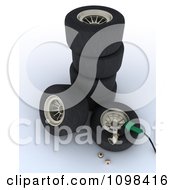 Clipart 3d Pit Stop Wheels And Tools Royalty Free CGI Illustration