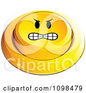 Poster, Art Print Of 3d Angry Yellow Button Smiley Emoticon Face