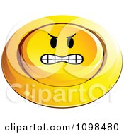 Poster, Art Print Of 3d Angry Pushed Yellow Button Smiley Emoticon Face