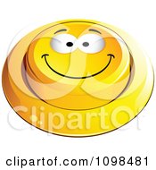 Poster, Art Print Of 3d Yellow Happy Button Smiley Emoticon Face 1