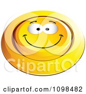 Poster, Art Print Of 3d Pushed Yellow Happy Button Smiley Emoticon Face 1
