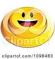 Poster, Art Print Of 3d Yellow Happy Button Smiley Emoticon Face 2