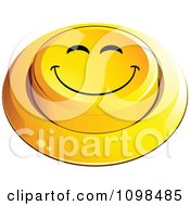 Poster, Art Print Of 3d Yellow Happy Button Smiley Emoticon Face 3