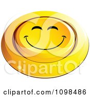 Poster, Art Print Of 3d Pushed Yellow Happy Button Smiley Emoticon Face 3