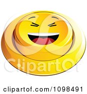 Poster, Art Print Of 3d Yellow Laughing Button Smiley Emoticon Face