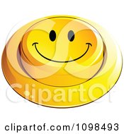 Poster, Art Print Of 3d Yellow Happy Button Smiley Emoticon Face 4
